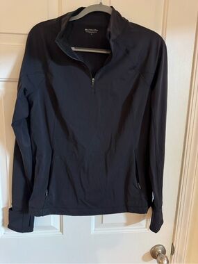 Athleta Black Quarter Zip Pullover Jacket Thumbholes Size Large